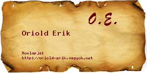 Oriold Erik névjegykártya